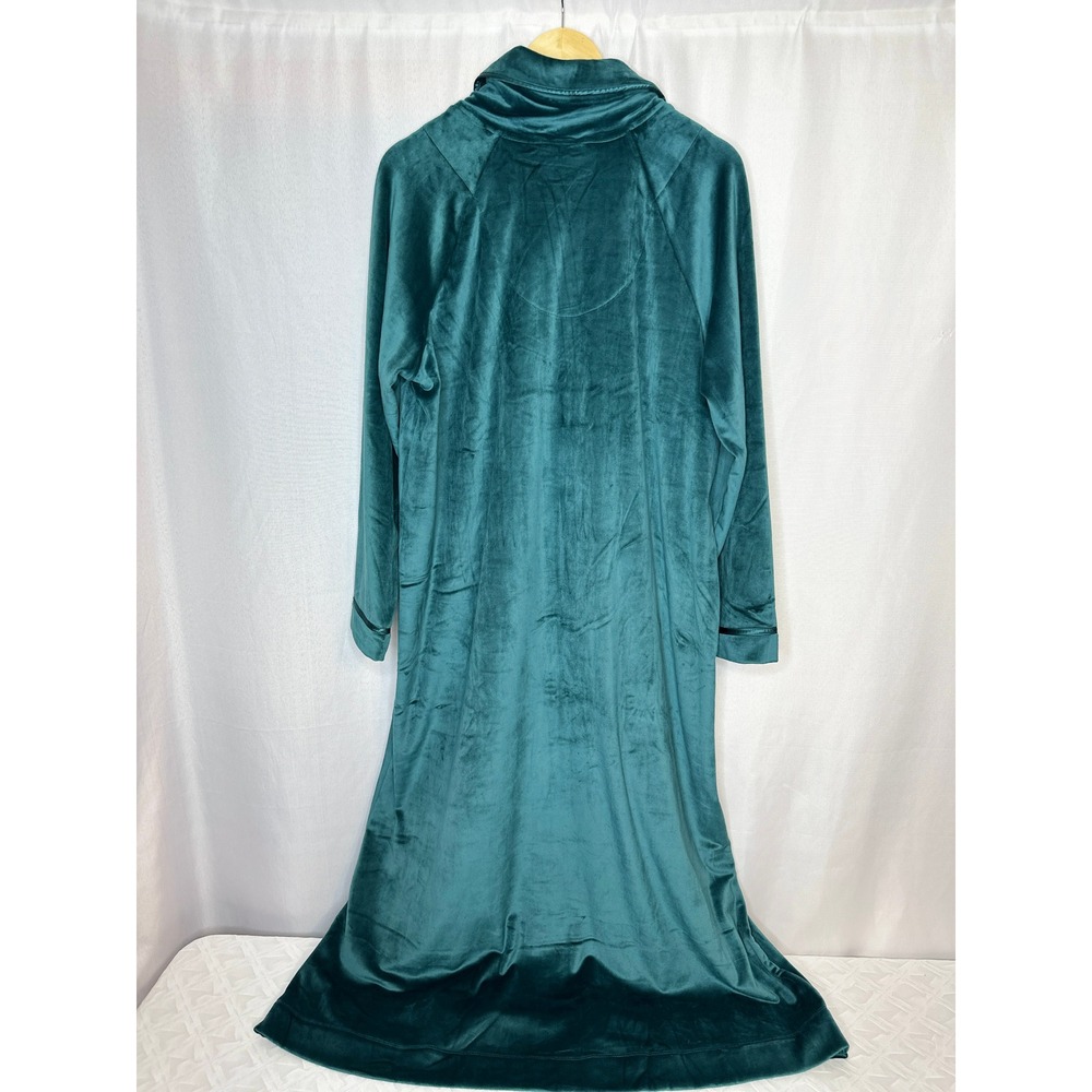 Eileen West Lux Velour Zip Front Green Robe LARGE/XL Leisure Classic Loungewear - Picture 2 of 8